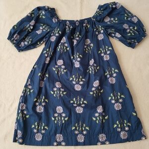 100% Cotton Midi Dress Women's Size Medium 3/4 Sleeve Pockets Fairy